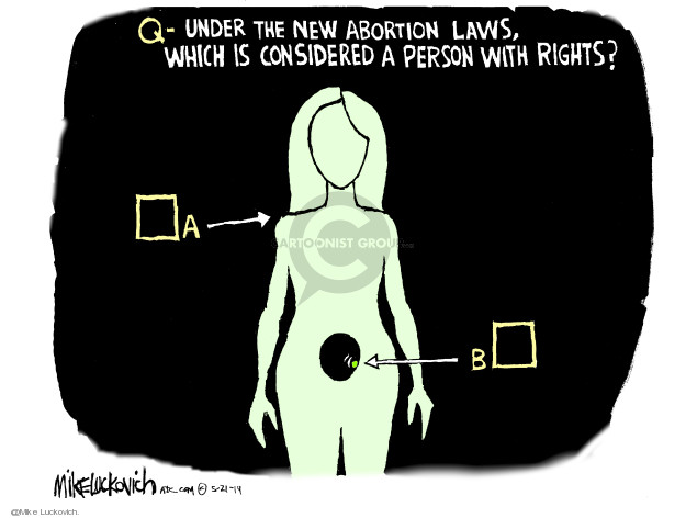 Q - Under the new abortion laws, which is considered a person with rights? A. B.

