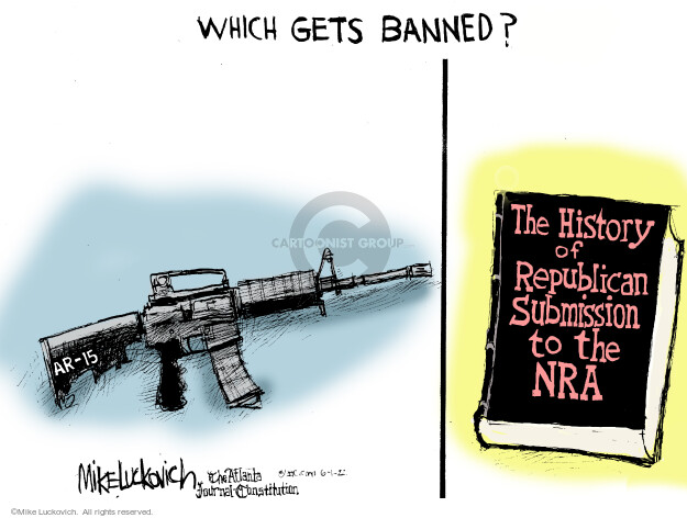 Which gets banned? AR-15. The History of Republican Submission to the NRA.
